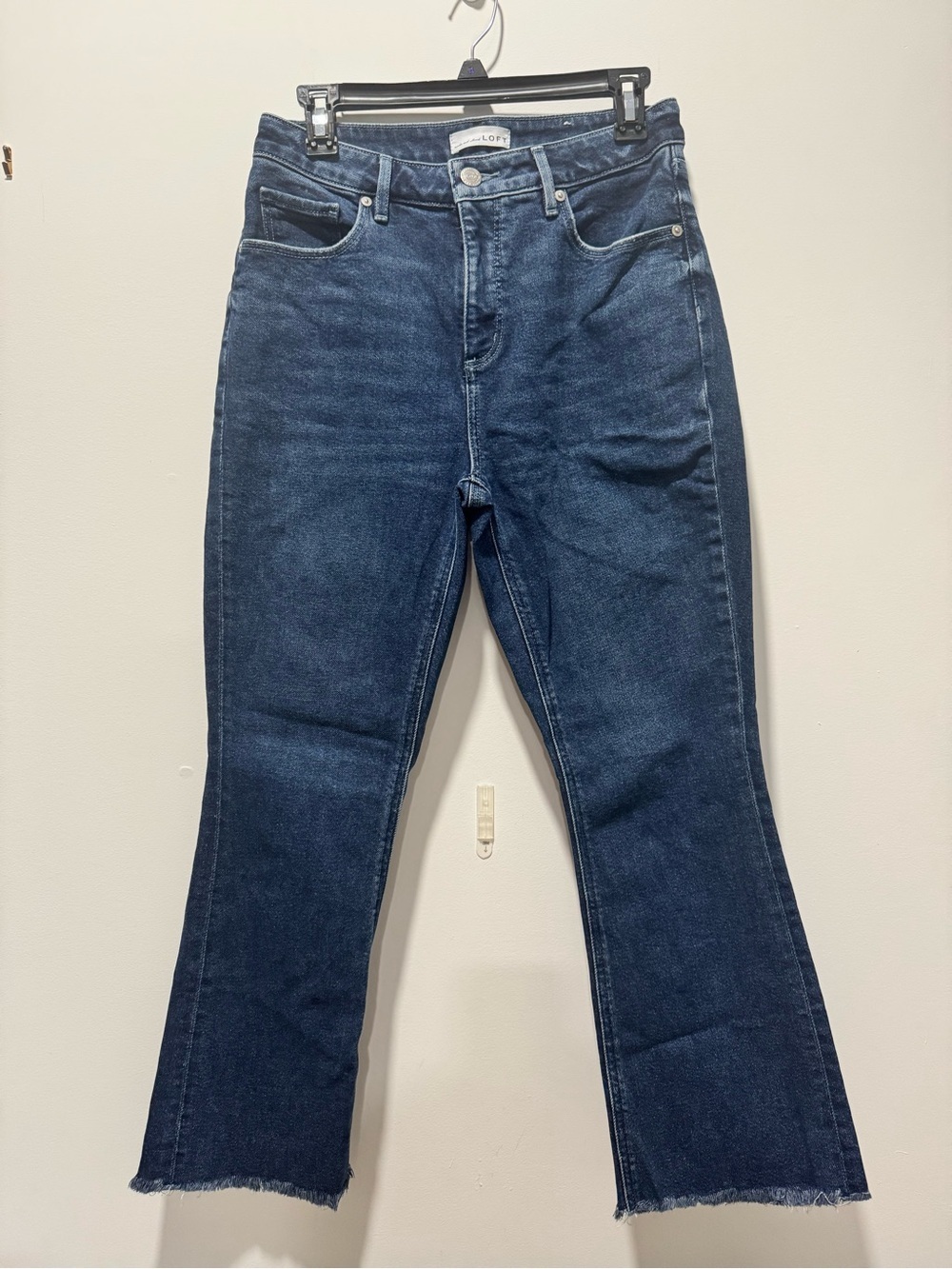 LOFT Dark Blue Curvy High Waist Kick Crop Jeans